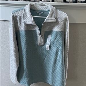Croft & Barrow Light Blue- Green Quilted Pullover